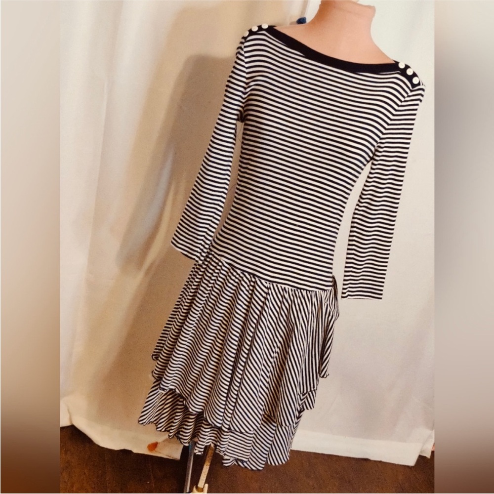 Striped Black and White Ralph Lauren Women's Dress